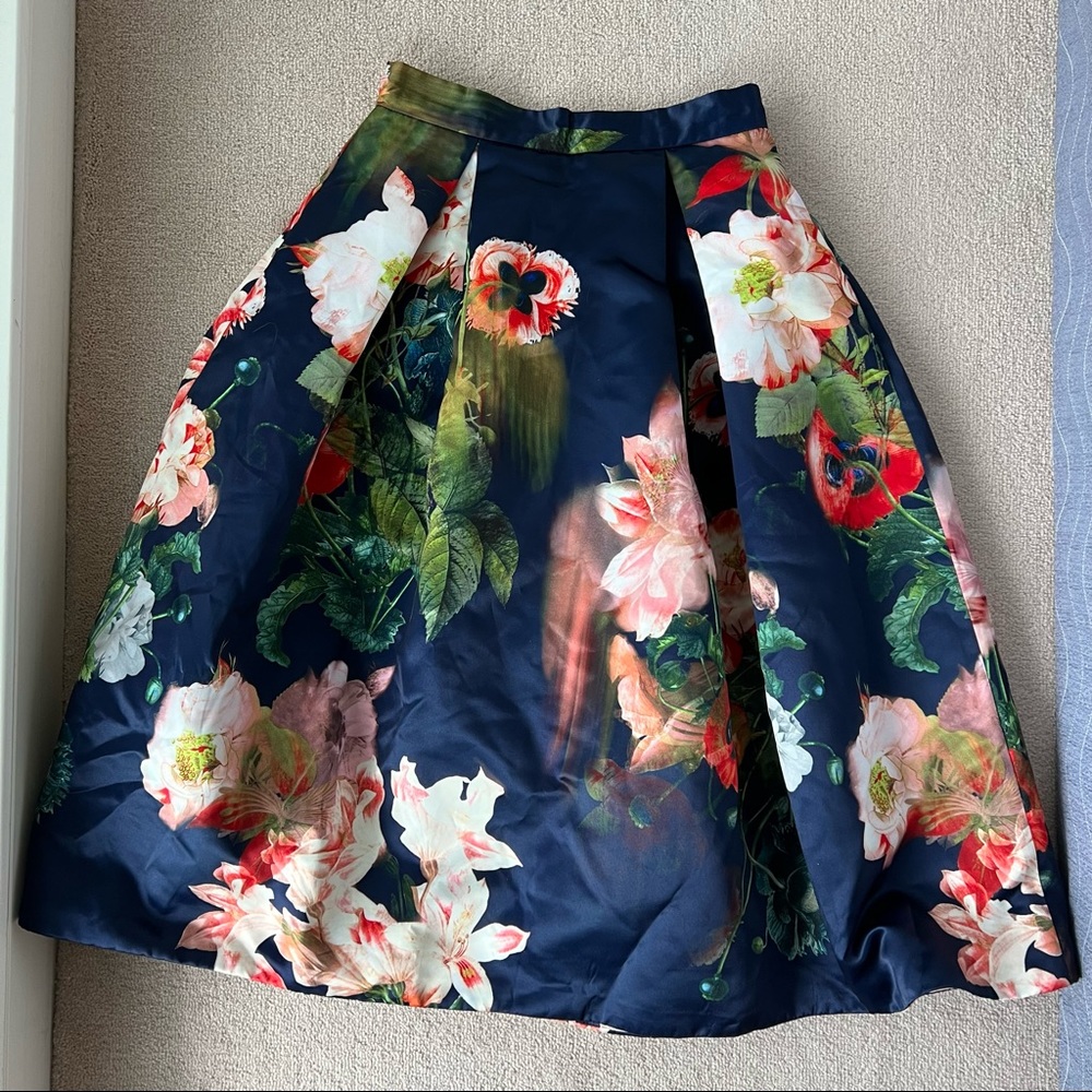 Love Bonito Midi Flower Poofy Blue Skirt